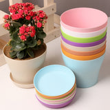 1pcs FlowerPot Colorful Durable Resin Plant Flower Pot Gloss Planter Home Garden Decoration with A Saucer Tray Drainage Holes