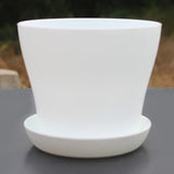 1pcs FlowerPot Colorful Durable Resin Plant Flower Pot Gloss Planter Home Garden Decoration with A Saucer Tray Drainage Holes