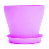 1pcs FlowerPot Colorful Durable Resin Plant Flower Pot Gloss Planter Home Garden Decoration with A Saucer Tray Drainage Holes