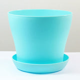 1pcs FlowerPot Colorful Durable Resin Plant Flower Pot Gloss Planter Home Garden Decoration with A Saucer Tray Drainage Holes