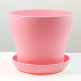1pcs FlowerPot Colorful Durable Resin Plant Flower Pot Gloss Planter Home Garden Decoration with A Saucer Tray Drainage Holes