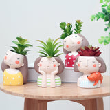 VICOODA Birthday Gift Ideas Succulent Plant Pot Cute Girl Flower Planter Vase Flowerpot Creat Design Home Garden Bonsai Pots