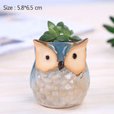 Zakka Miniature Model Ceramics Flower Pots Succulent Planter Cute Owl Flowerpots Art Vase Home Decoration Fairy Garden Ornaments