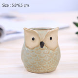 Zakka Miniature Model Ceramics Flower Pots Succulent Planter Cute Owl Flowerpots Art Vase Home Decoration Fairy Garden Ornaments