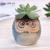 Zakka Miniature Model Ceramics Flower Pots Succulent Planter Cute Owl Flowerpots Art Vase Home Decoration Fairy Garden Ornaments